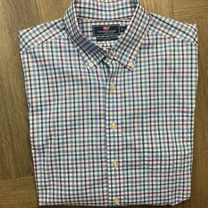 Vineyard Vines Slim Fit Murray Shirt Mens Large Blue Plaid Button Down Preppy